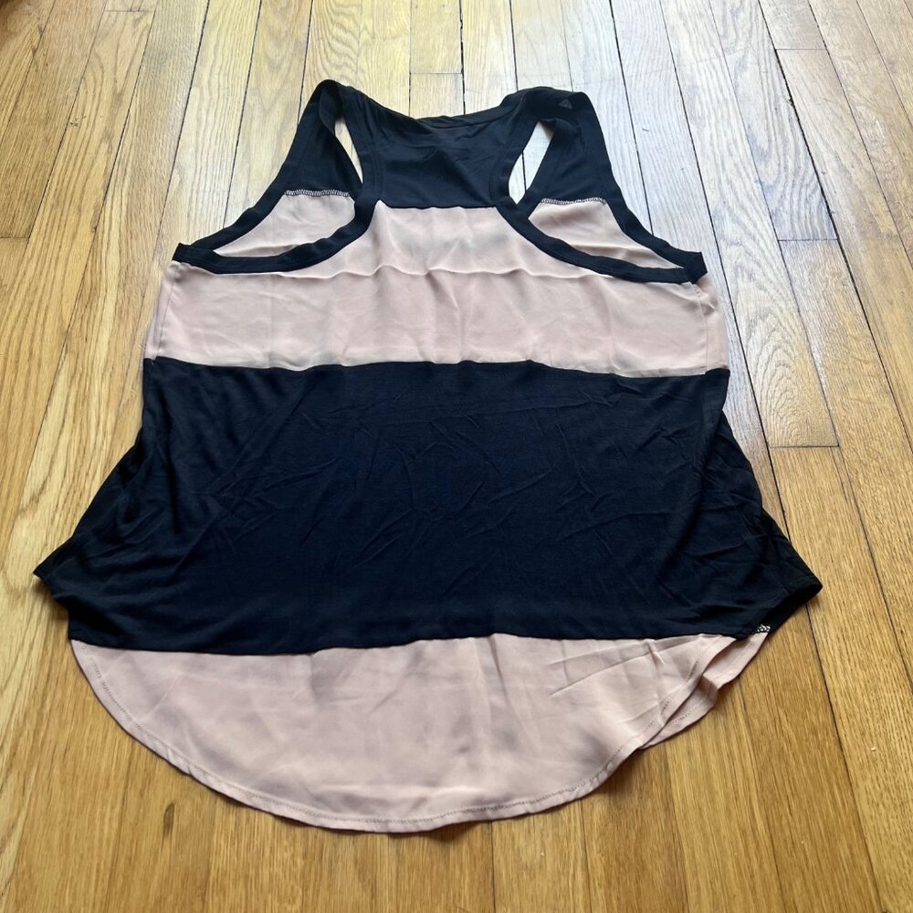 Haute Hippie size L NEW Beige Black Colorblock Scoop Neck Sleeveless Tank Top - Picture 10 of 12